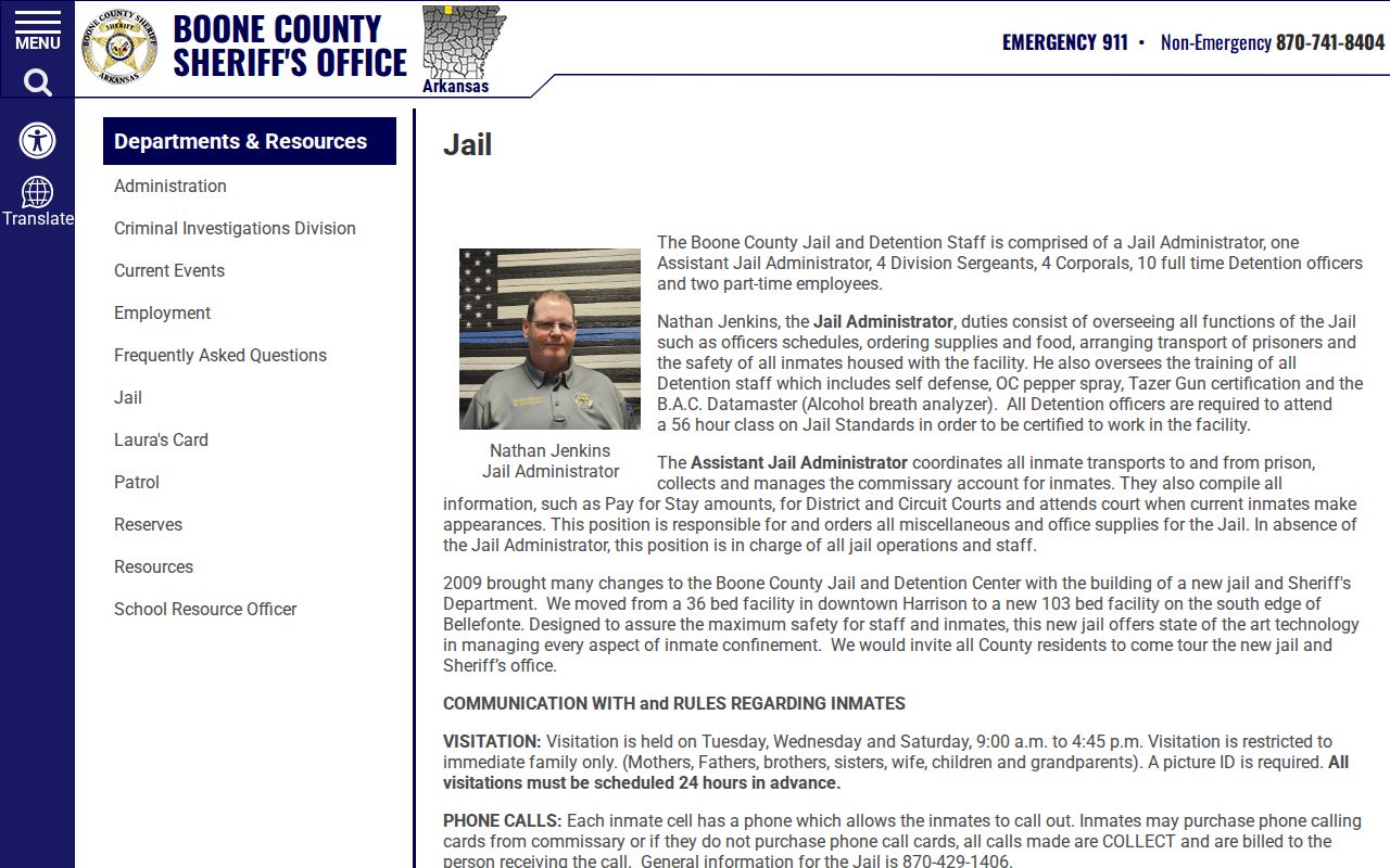 Boone County arrest records jail page