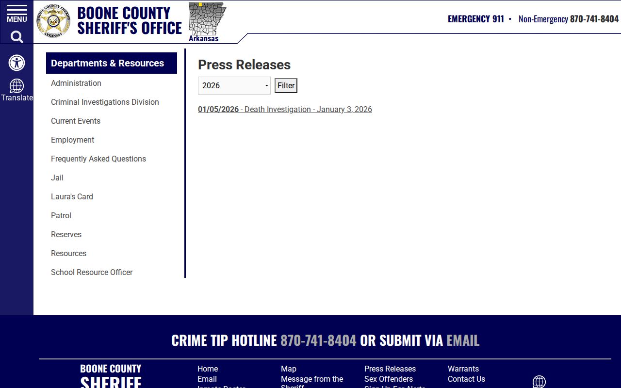 Boone County arrest search sheriff press releases