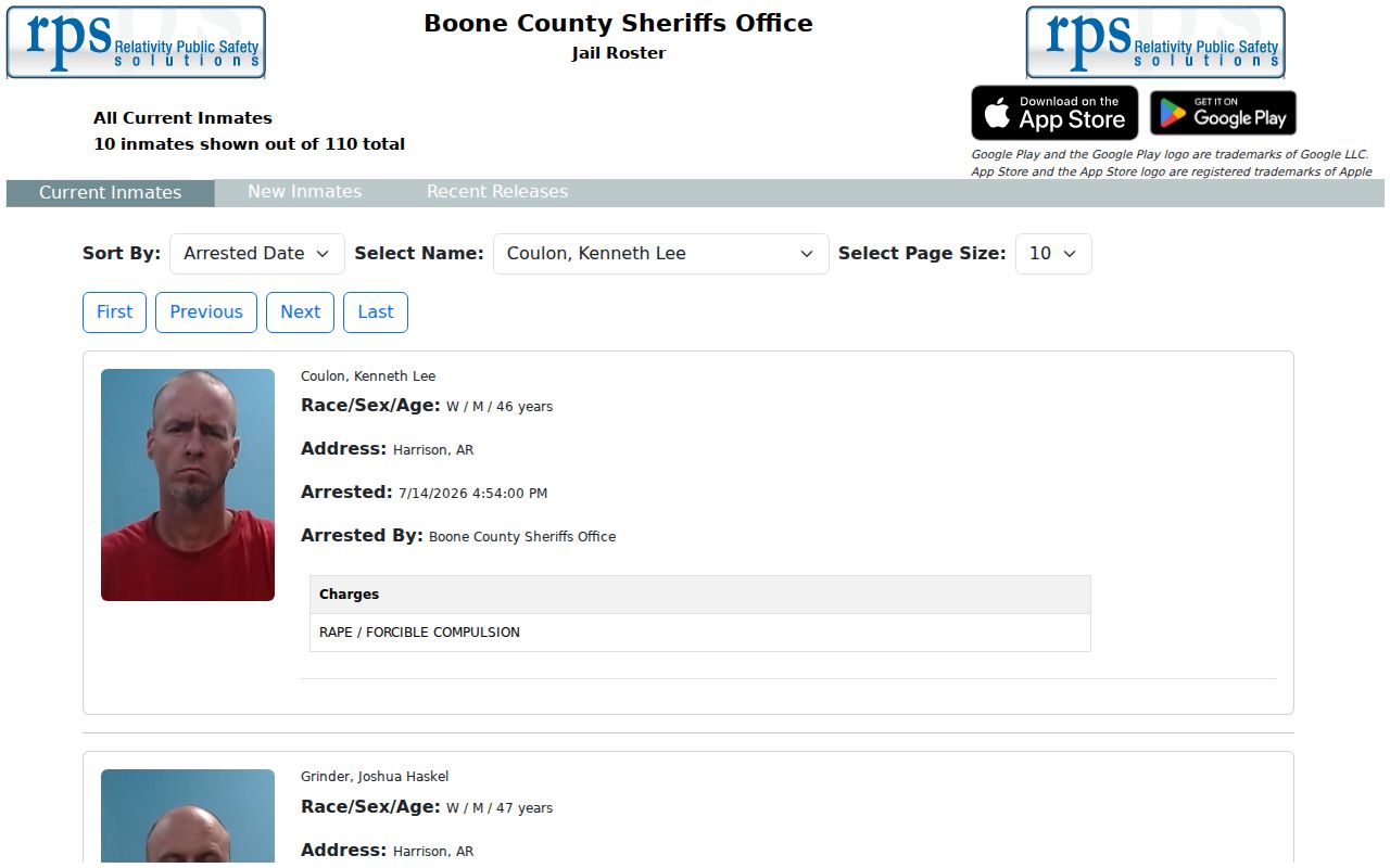 Boone County arrest records RPS jail roster