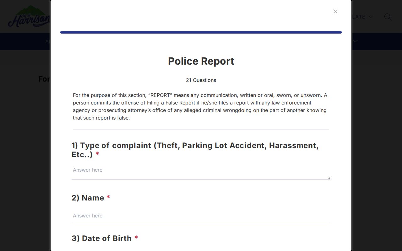 Harrison online police report form