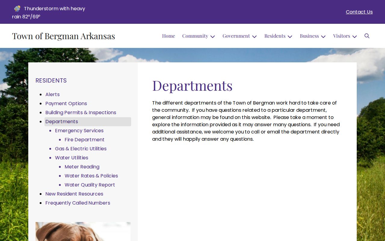 Town of Bergman departments page