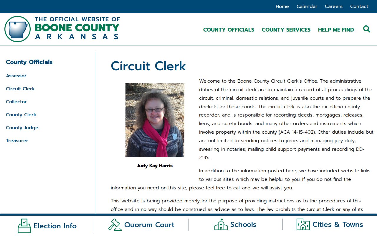 Boone County criminal court case records Circuit Clerk page