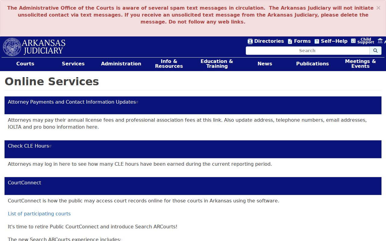Boone County criminal court case lookup Arkansas online services page