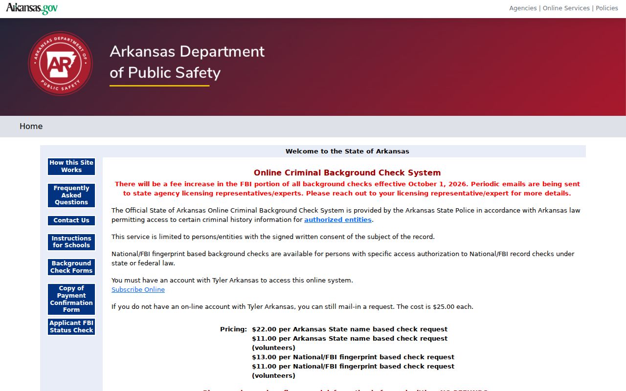Boone County criminal history Arkansas CBC portal
