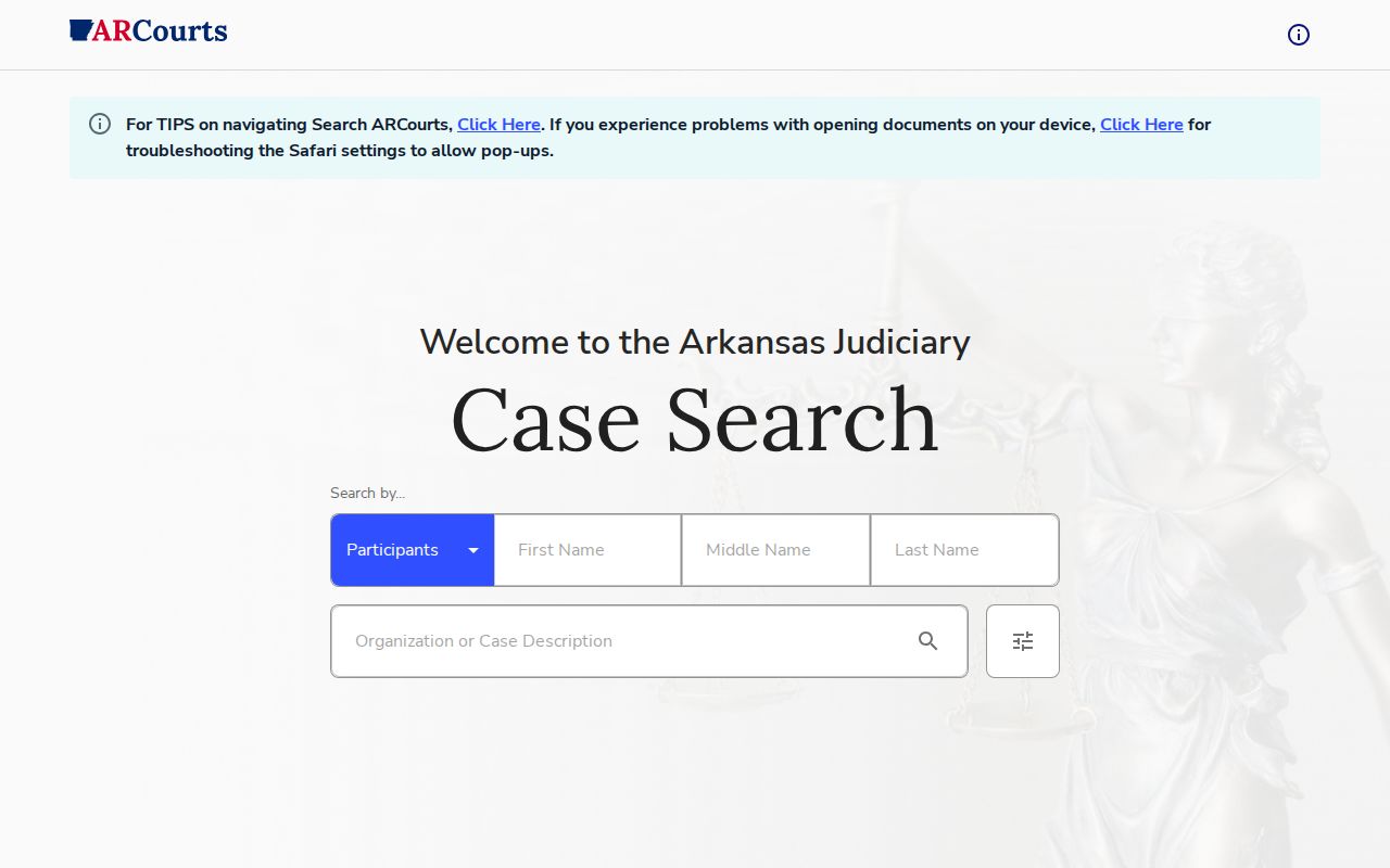Boone County criminal case records Search ARCourts interface
